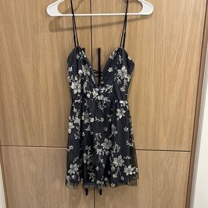 Lucy in the Sky Dress, Size M, Dark Grey with Silver Sequins